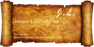 Jenes Lóránt névjegykártya